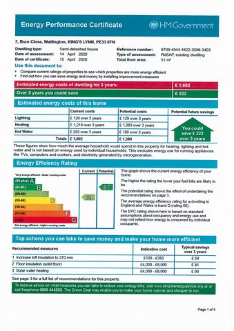 EPC For Bure Close, Watlington, KING'S LYNN, Norfolk, PE33