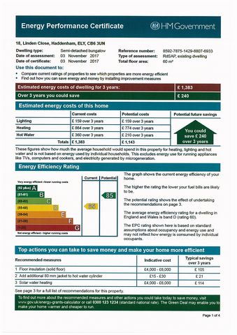 EPC For Linden Close, Haddenham, ELY, Cambridgeshire, CB6